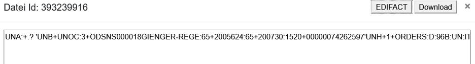 Screenshot Datenansicht einzelner Prozesschritte 