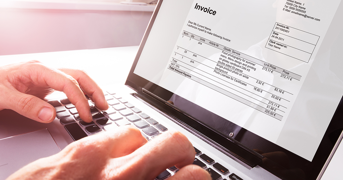 e-invoicing elektronische Rechnung auf einem Bildschirm
